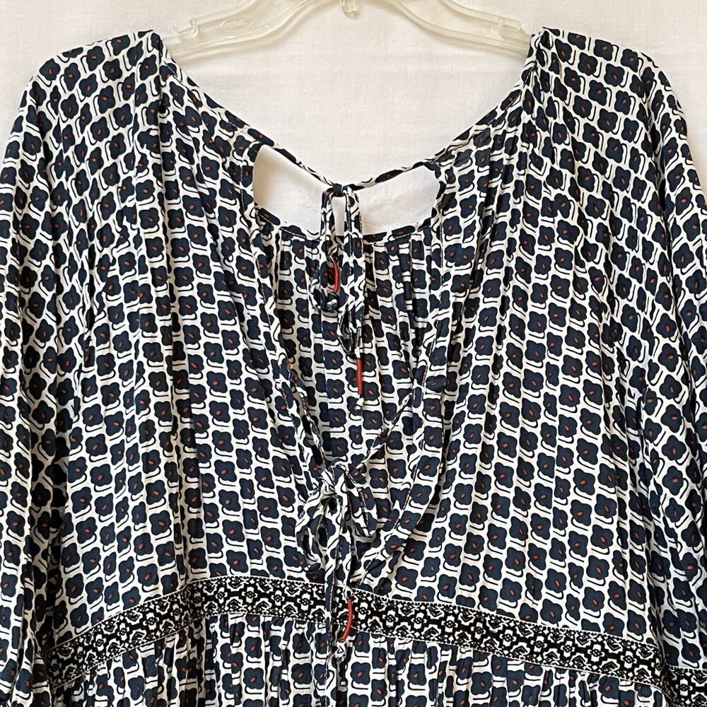 Anthroplogie Midi Dress Womens XL Blue Floral Boho Relaxed Party Tiered Peasant - Picture 9 of 16